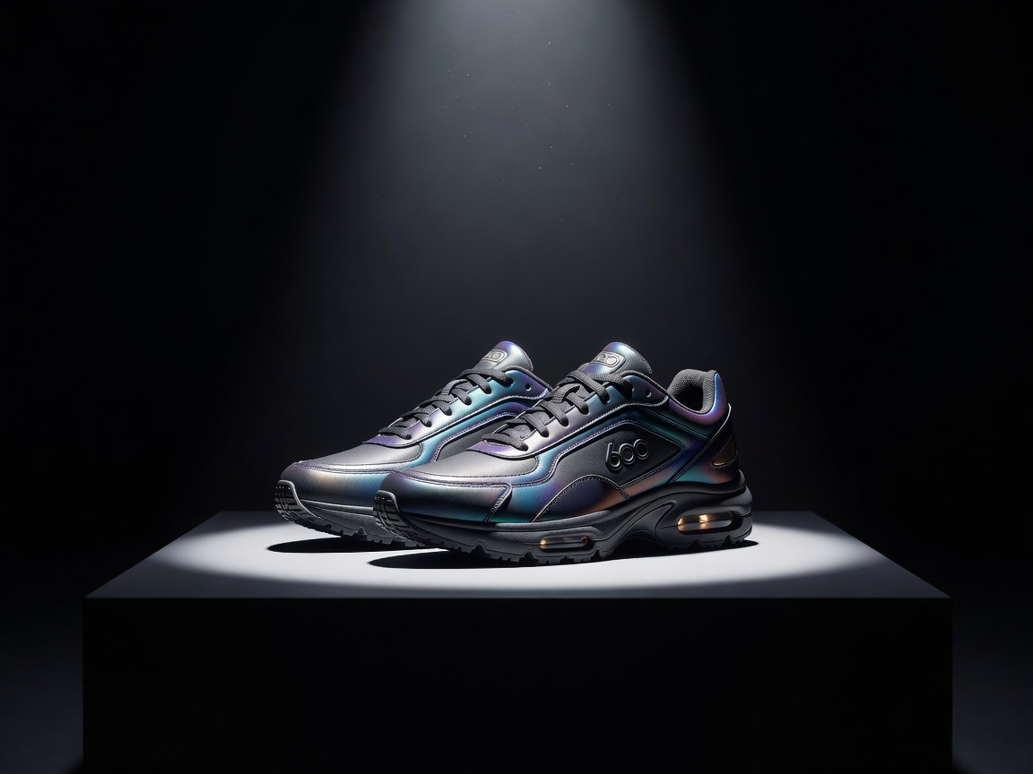 A pair of rare limited edition sneakers in a spotlight